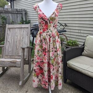Abercrombie floral drop waist v neck midi dress